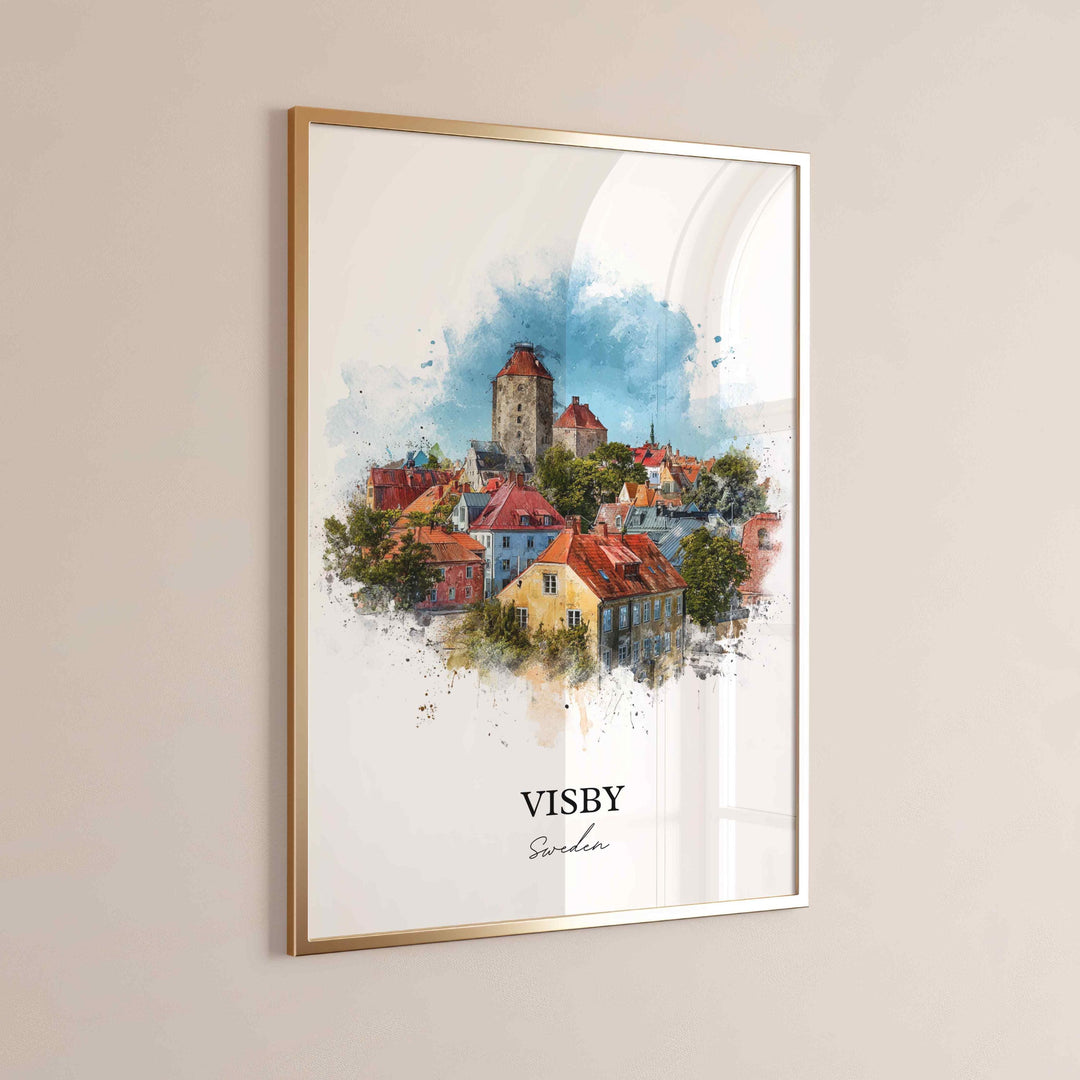 Visby, Sweden – Watercolor Art Print