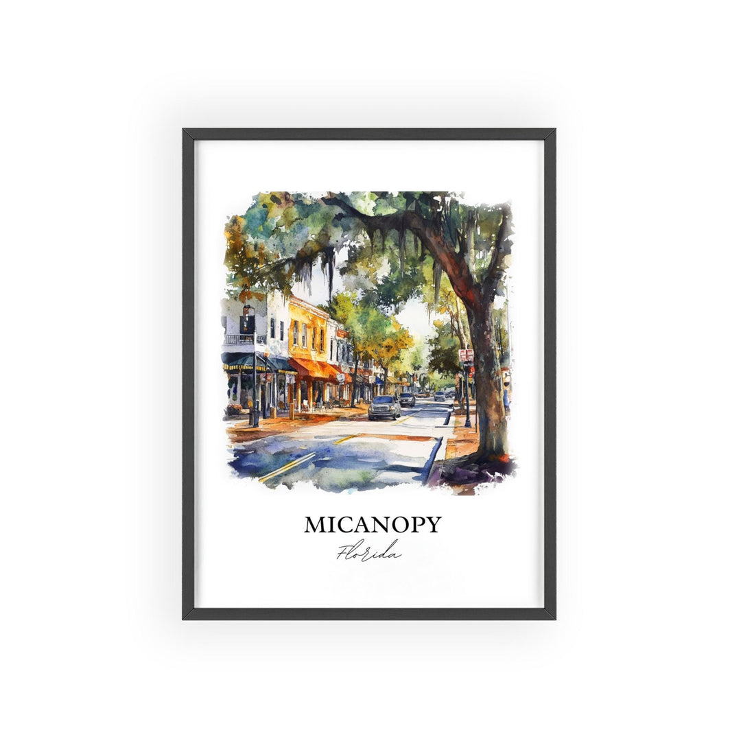 Micanopy FL Wall Art, Micanopy Print, Gainesville FL Watercolor Art, Alachua County FL Gift, Travel Print, Travel Poster, Housewarming Gift
