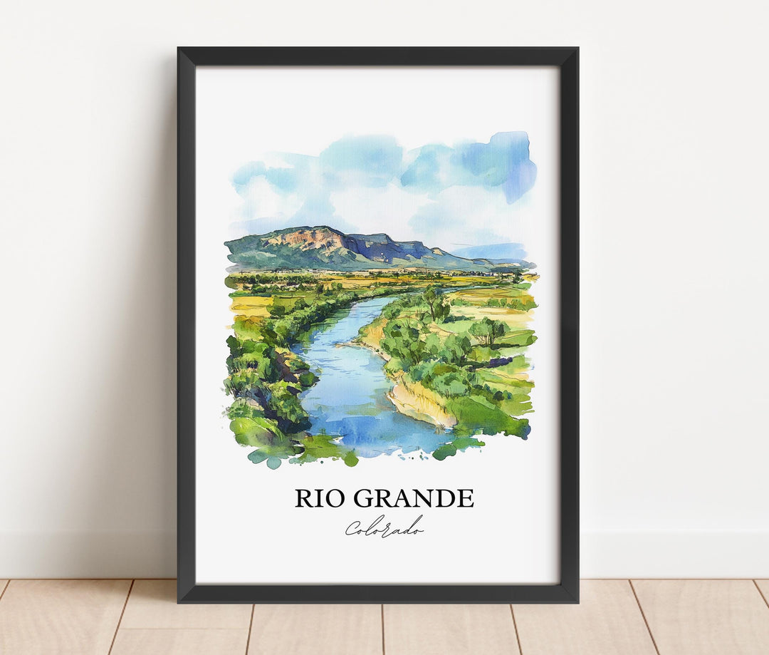 Rio Grande CO Wall Art, Colorado Print, Rio Grande Watercolor Art, Rio Grande Gift, Travel Print, Travel Poster, Housewarming Gift