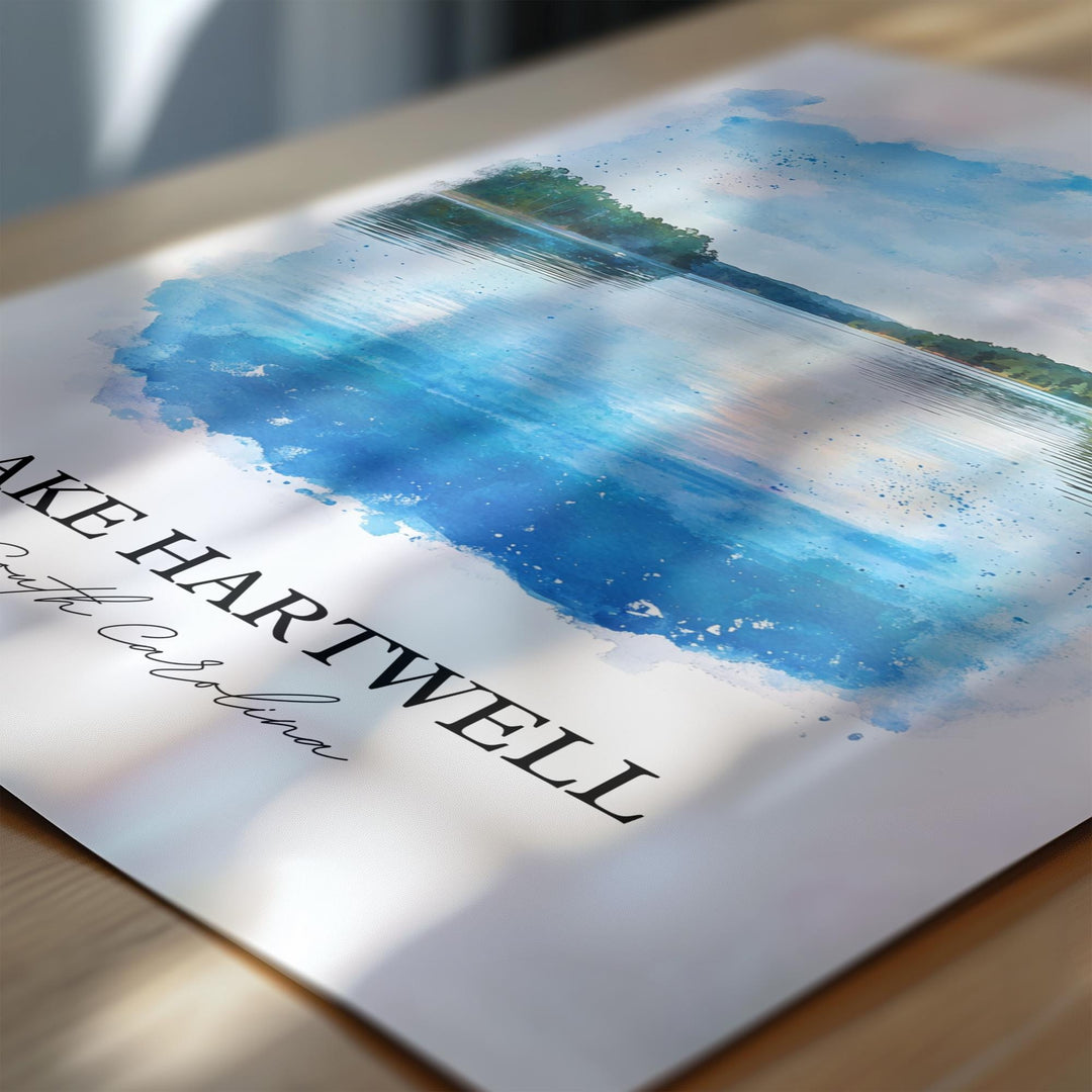 Lake Hartwell, Georgia, USA – Watercolor Art Print