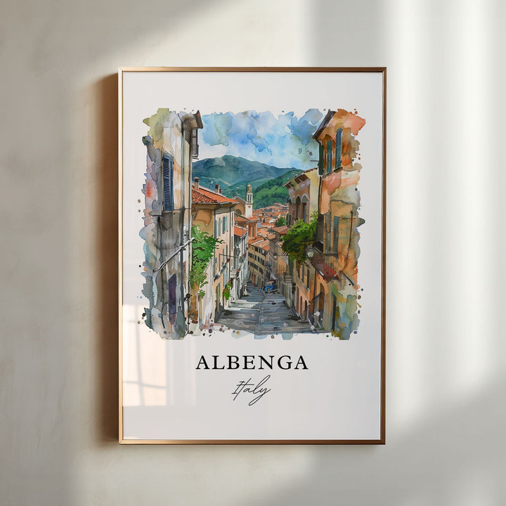 Albenga Italy Wall Art, Albenga Savona Print, Albenga Watercolor, Albenga Genoa Gift, Travel Poster, Housewarming Gift