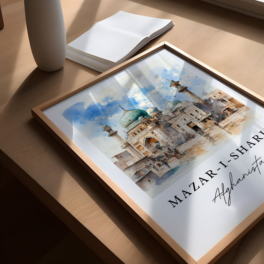 Mazar-I-Sharif wall art - Afghanistan, Mosque poster print, Mazar-I-Sharif gift, Birthday present, Custom Text, Perfect Gift