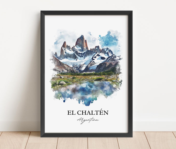 El Chaltén Wall Art, Los Glaciares Park Print, Argentina Watercolor Art, El Chaltén Gift, Travel Print, Travel Poster, Housewarming Gift