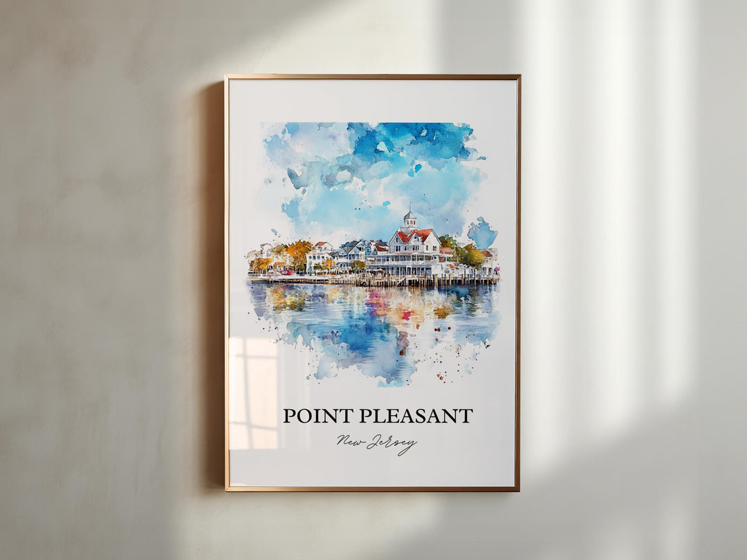 Point Pleasant Wall Art, Pt Pleasant Inlet Print, Jersey Shore Watercolor Art, NJ Beach Gift, Travel Print, Travel Poster, Housewarming Gift