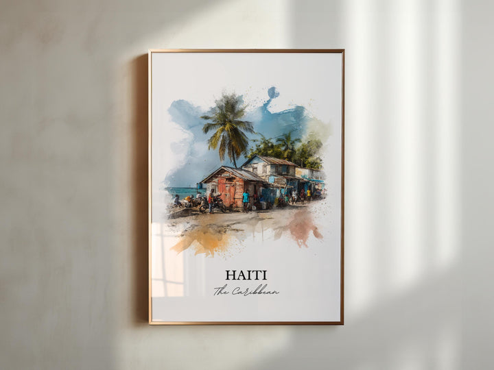 Haiti Wall Art, Haiti Print, Haiti Watercolor Art, Caribbean Islands Gift, Travel Print, Travel Poster, Housewarming Gift