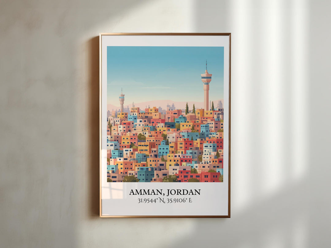 Amman Jordan Art, Amman Retro Travel Art, Amman Home Decor, Jordan Gift, Jordan Country Travel Art, Travel Prints, Housewarming Gift