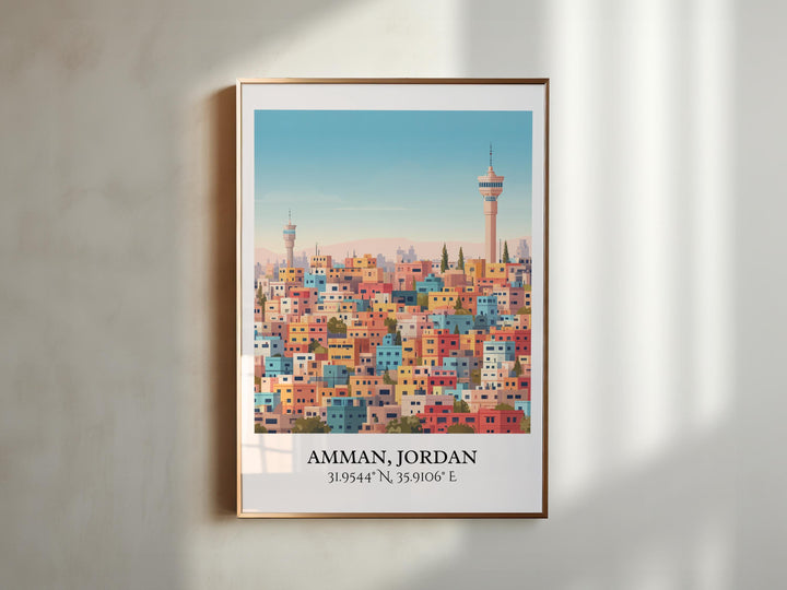 Amman Jordan Art, Amman Retro Travel Art, Amman Home Decor, Jordan Gift, Jordan Country Travel Art, Travel Prints, Housewarming Gift