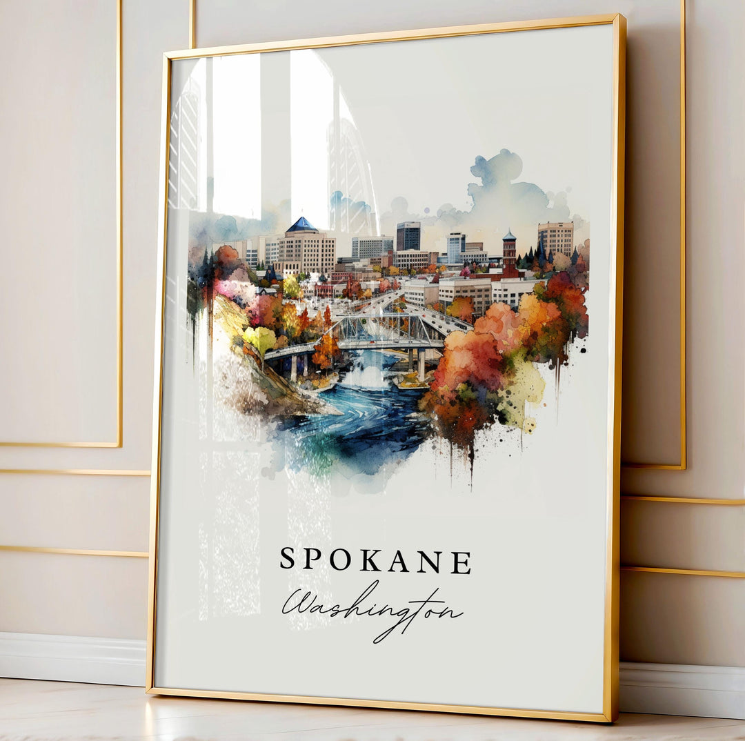 Spokane WA wall art - Washington, Spokane poster, Spokane Wedding gift, Spokane Birthday present, Custom Text, Personalized Gift