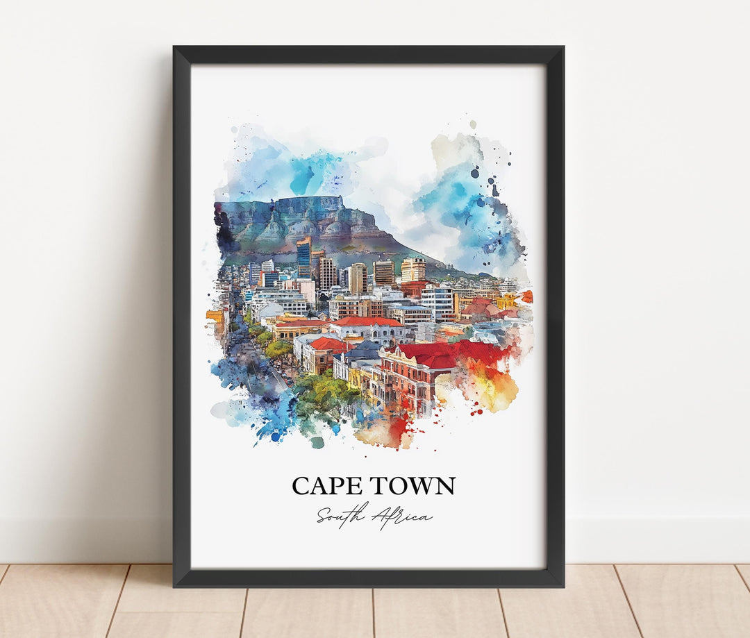 Cape Town Wall Art, Cape Town Print, South Africa Watercolor Art, Cape Town Gift, Travel Print, Travel Poster, Housewarming Gift