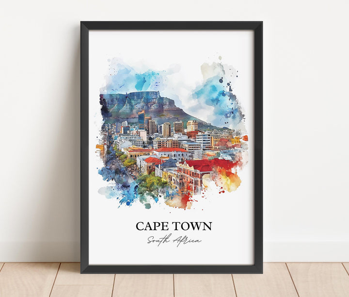 Cape Town Wall Art, Cape Town Print, South Africa Watercolor Art, Cape Town Gift, Travel Print, Travel Poster, Housewarming Gift