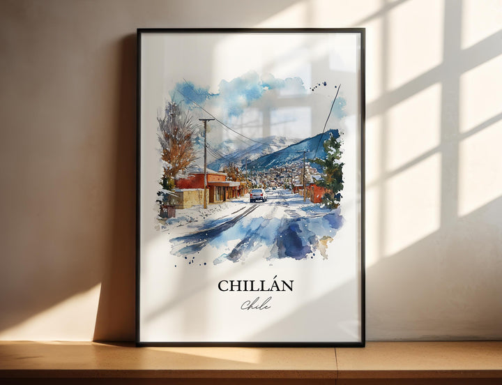 Chillán Chile Wall Art, Ñuble Region Print, Chile Watercolor Art, Chillán Chile Gift, Travel Print, Travel Poster, Housewarming Gift