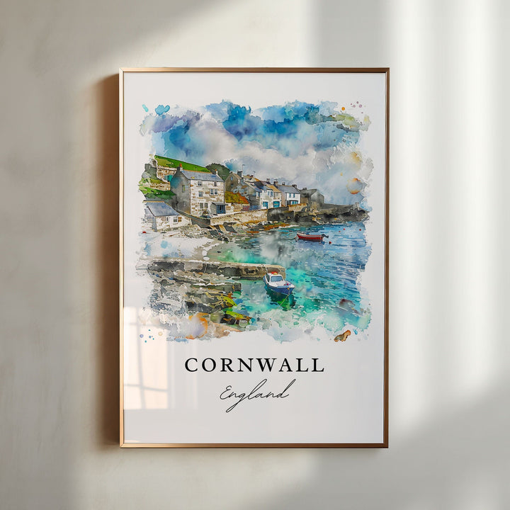 Cornwall England Art Print, Cornwall Print, England Wall Art, Cornwall Gift, Travel Print, Travel Poster, Travel Gift, Housewarming Gift