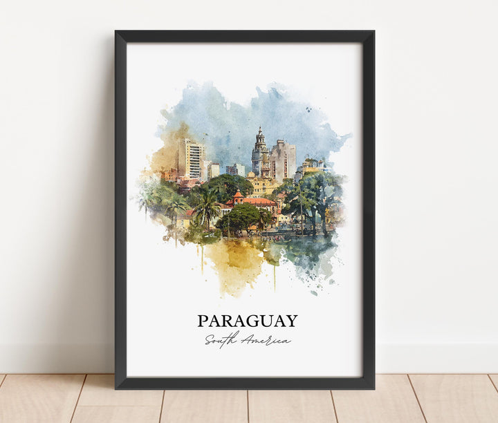 Paraguay Wall Art, Paraguay Print, Paraguay Watercolor Art, South America Gift, Travel Print, Travel Poster, Housewarming Gift
