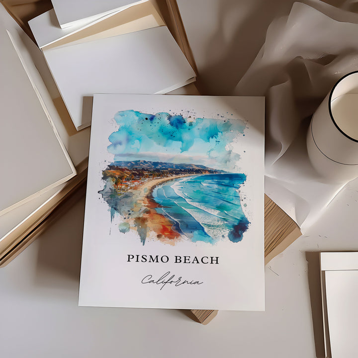 Pismo Beach Art, Central Coast Cali Print, Pismo Beach Watercolor, Pismo Beach Gift,