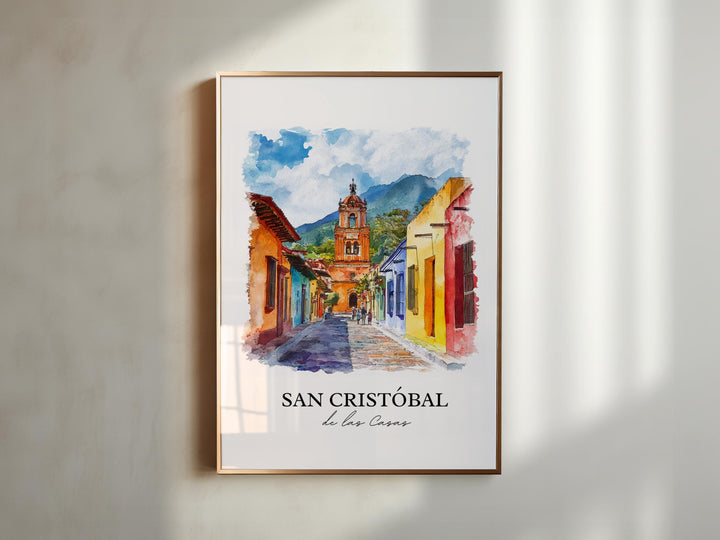 San Cristobal de Las Casas Wall Art, Chiapas Print, Mexico Watercolor Art, Chiapas MX Gift, Travel Print, Travel Poster, Housewarming Gift
