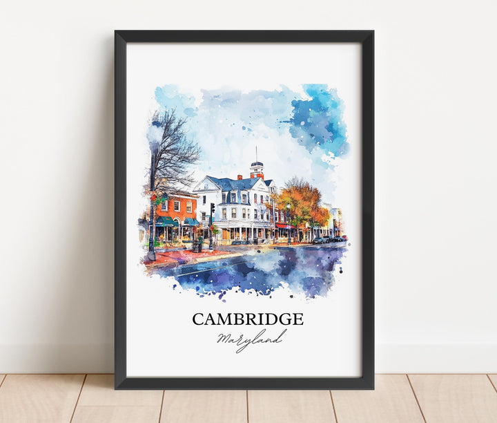 Cambridge MD Wall Art, Cambridge MD Print, Maryland Watercolor Art, Dorchester County Gift, Travel Print, Travel Poster, Housewarming Gift