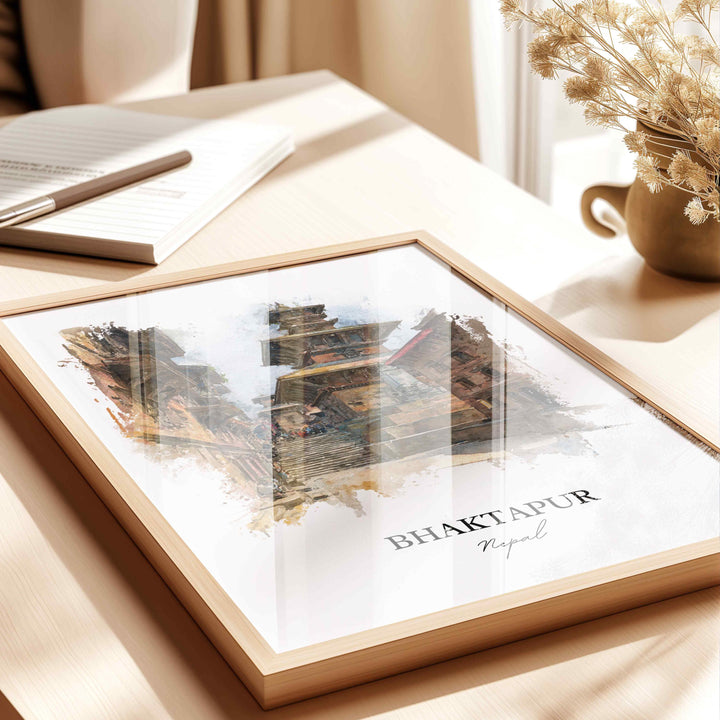 Bhaktapur, Nepal – Watercolor Art Print