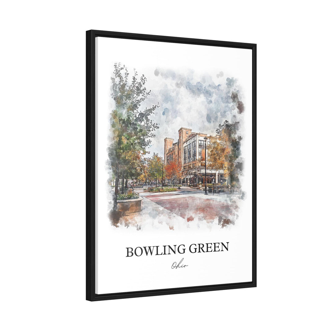 Bowling Green Wall Art, Wood County OH Print, Ohio Watercolor Art, Bowling Green OH Gift, Travel Print, Travel Poster, Housewarming Gift