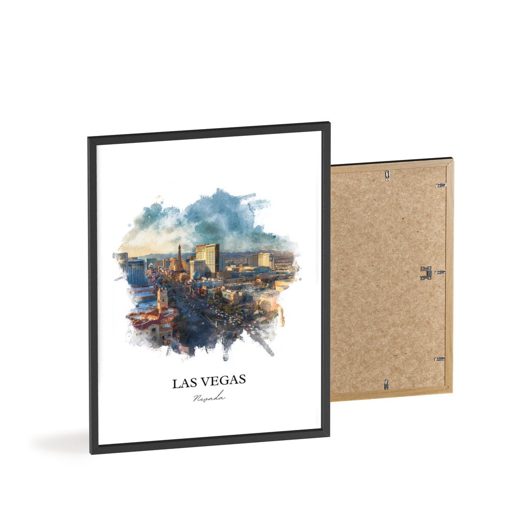 Las Vegas, Nevada Wall Art, Vegas Print, Vegas Watercolor Art, Las Vegas Skyline Gift, Travel Print, Travel Poster, Housewarming Gift