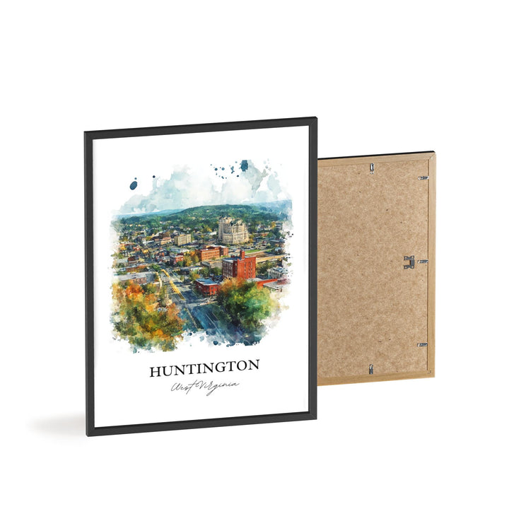 Huntington WV Wall Art, Cabell County Print, West Virginia Watercolor, Huntington WV Gift, Travel Print, Travel Poster, Housewarming Gift