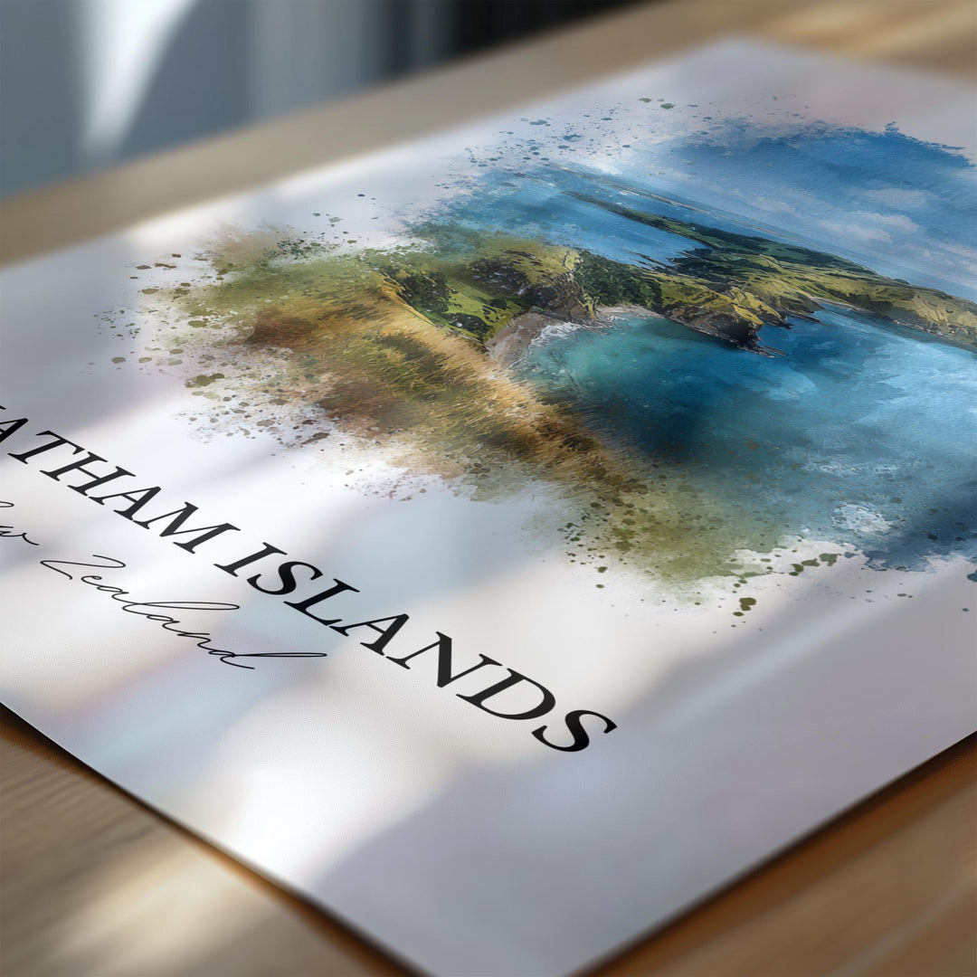 Chatham Islands Wall Art, New Zealand Print, New Zealand Watercolor Art, Chatham Island Gift, Travel Print, Travel Poster, Housewarming Gift