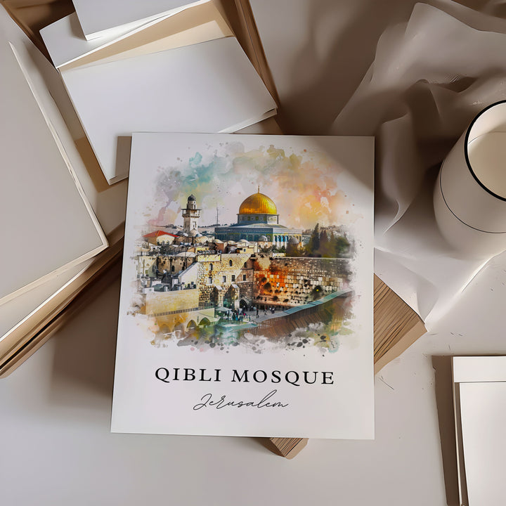 Al-Aqsa Mosque Art, Qibli Mosque Print, Jerusalem Wall Art, Aqsa Gift, Travel Print, Travel Poster, Travel Gift, Housewarming Gift