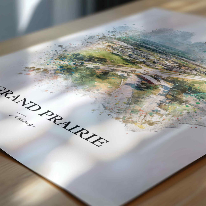 Grand Prairie, Texas – Watercolor Art Print
