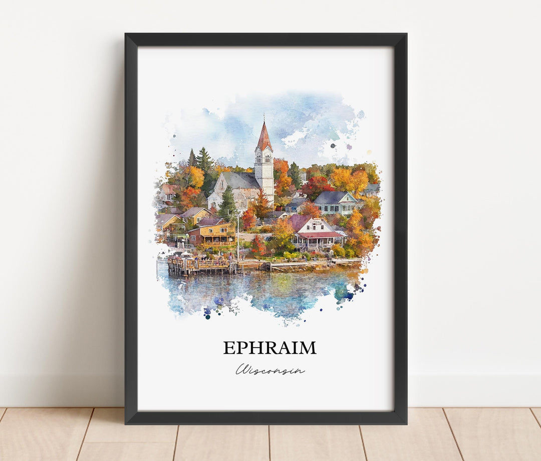Ephraim WI Wall Art, Ephraim Print, Wisconsin Watercolor Art, Ephraim Wisconsin Gift, Travel Print, Travel Poster, Housewarming Gift