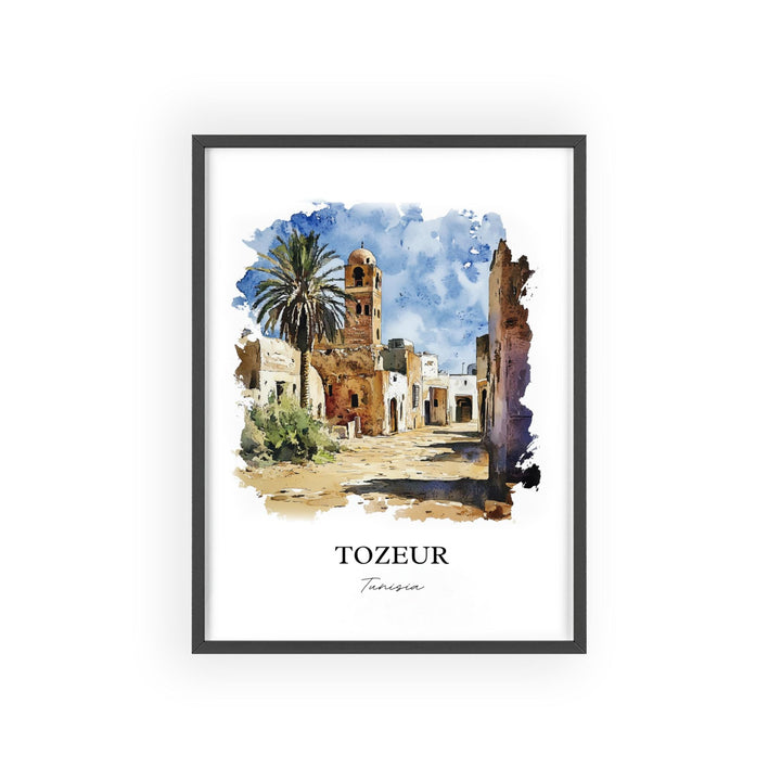 Tozeur Wall Art, Chott el Djerid Print, Tunisia Watercolor Art, Tozeur Tunisia Gift, Travel Print, Travel Poster, Housewarming Gift