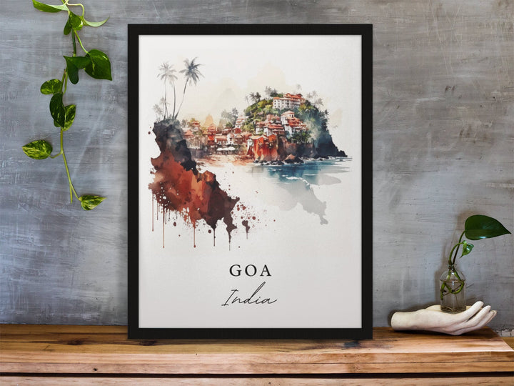 Goa traditional travel art - India, Goa poster, Wedding gift, Birthday present, Custom Text, Personalised Gift