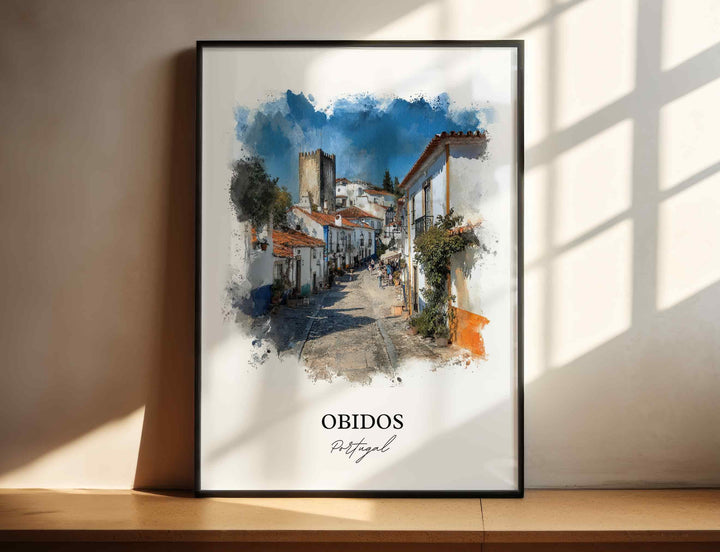 Obidos, Portugal – Watercolor Art Print