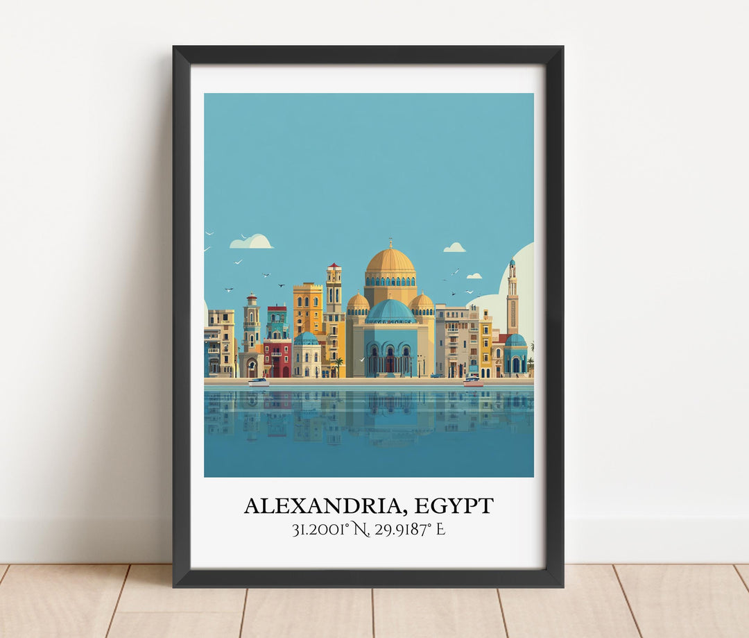 Alexandria Egypt Art, Alexandria Retro Travel Art, Alexandria Home Decor, Egypt Gift, Egypt Travel Art, Travel Prints, Housewarming Gift