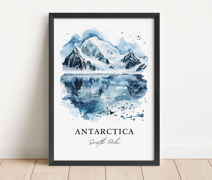 Antarctica Wall Art, Antarctica Print, Antarctica Watercolor Art, Antarctica South Pole Gift, Travel Print, Travel Poster, Housewarming Gift