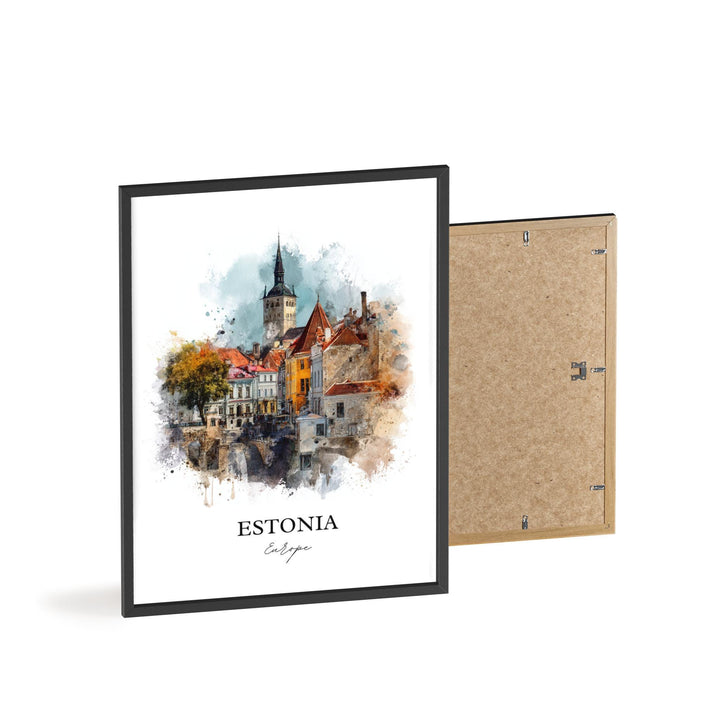 Estonia Wall Art, Estonia Print, Estonia Watercolor Art, Estonia Country Gift, Travel Print, Travel Poster, Housewarming Gift