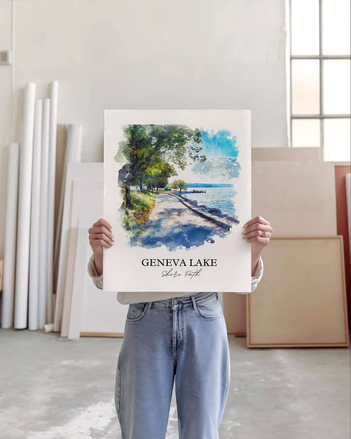 Geneva Lake WI Art, Walworth County Print, Wisconsin Artwork, Geneva Lake Shore Point Gift, Travel Print, Travel Poster, Housewarming Gift