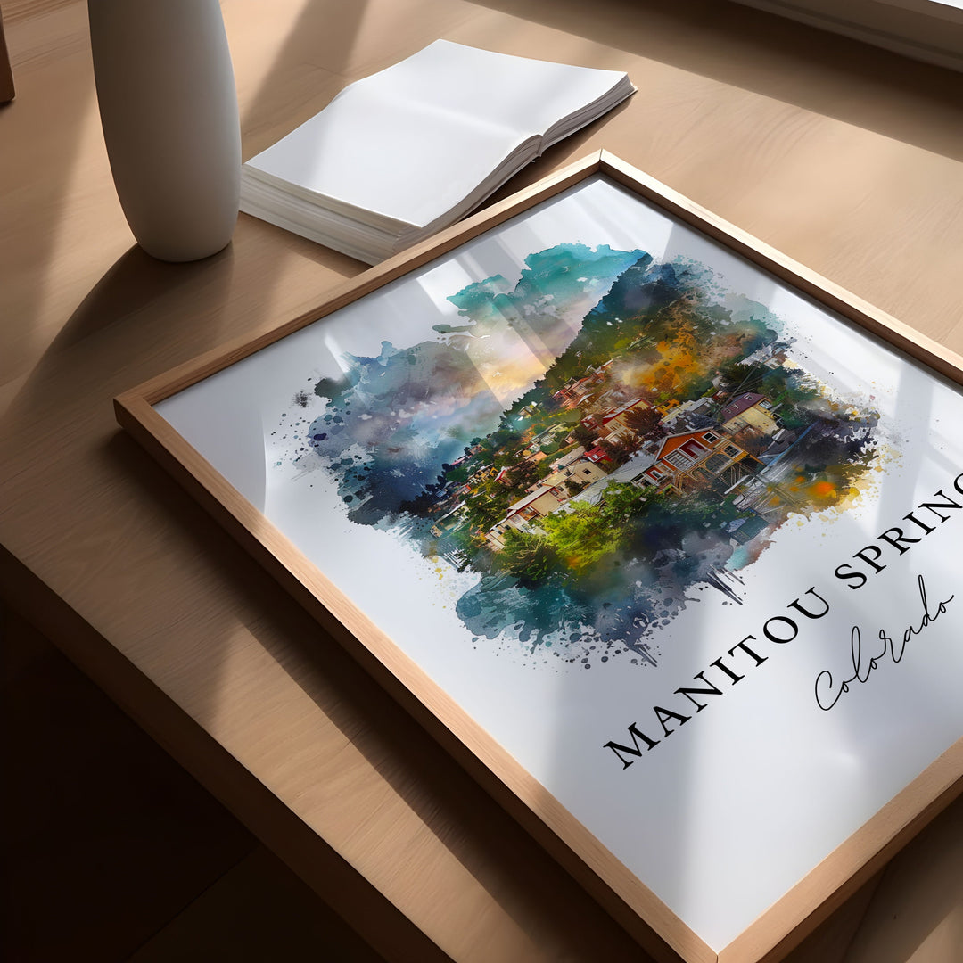 Manitou Springs Art, Manitou Springs Print, CO Springs Watercolor, Manitou Springs Gift,