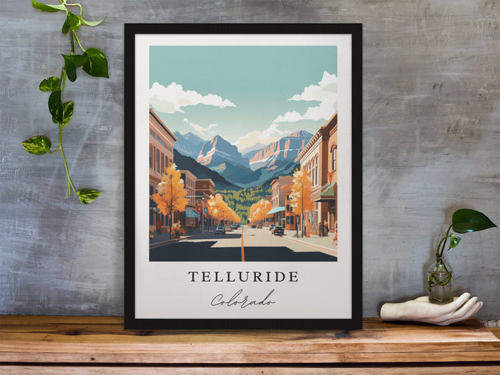 Telluride traditional travel art - Colorado, Telluride poster, Wedding gift, Birthday present, Custom Text, Personalised Gift