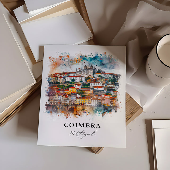 Coimbra Portugal Wall Art, Coimbra Print, Coimbra Portugal Watercolor, Coimbra Gift,