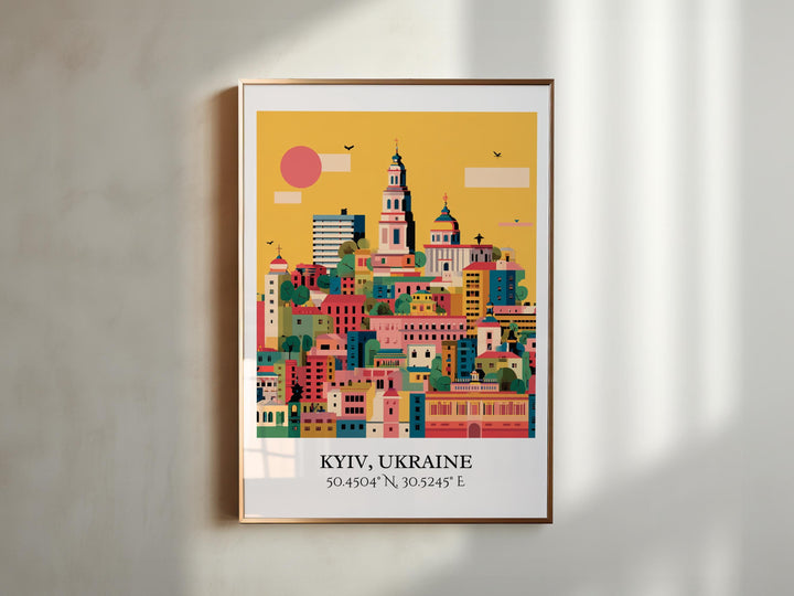 Kyiv Art, Kyiv Retro Travel Art, Kyiv Ukraine Home Decor, Ukraine Gift, Ukraine Travel Art, Travel Prints, Housewarming Gift