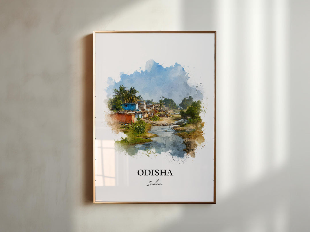 Odisha India Wall Art, Odisha Print, Odisha India Watercolor Art, India Gift, India Travel Print, Travel Poster, Housewarming Gift