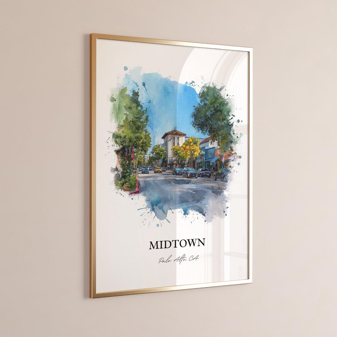 Palo Alto, California – Watercolor Art Print