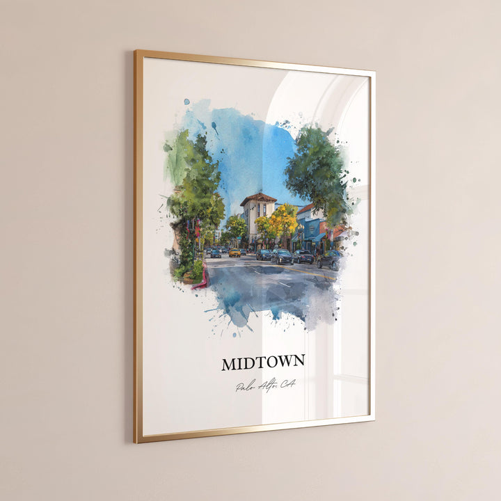Palo Alto, California – Watercolor Art Print