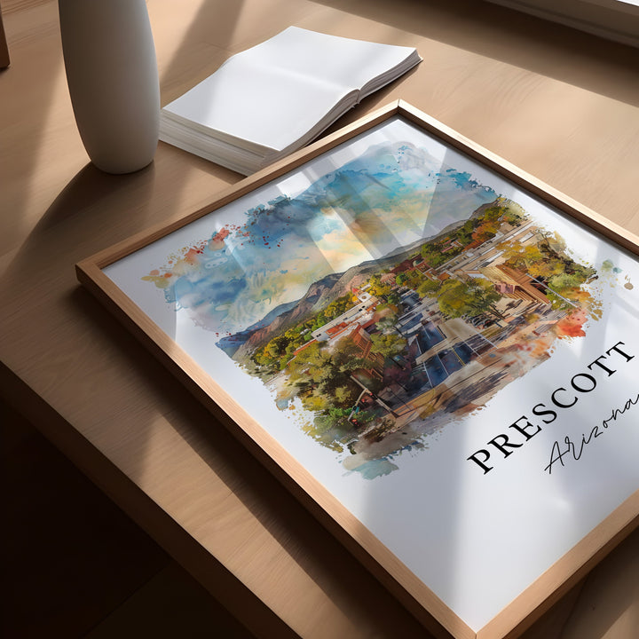 Prescott Arizona Wall Art, Prescott Print, Prescott AZ Watercolor, Prescott Arizona Gift,