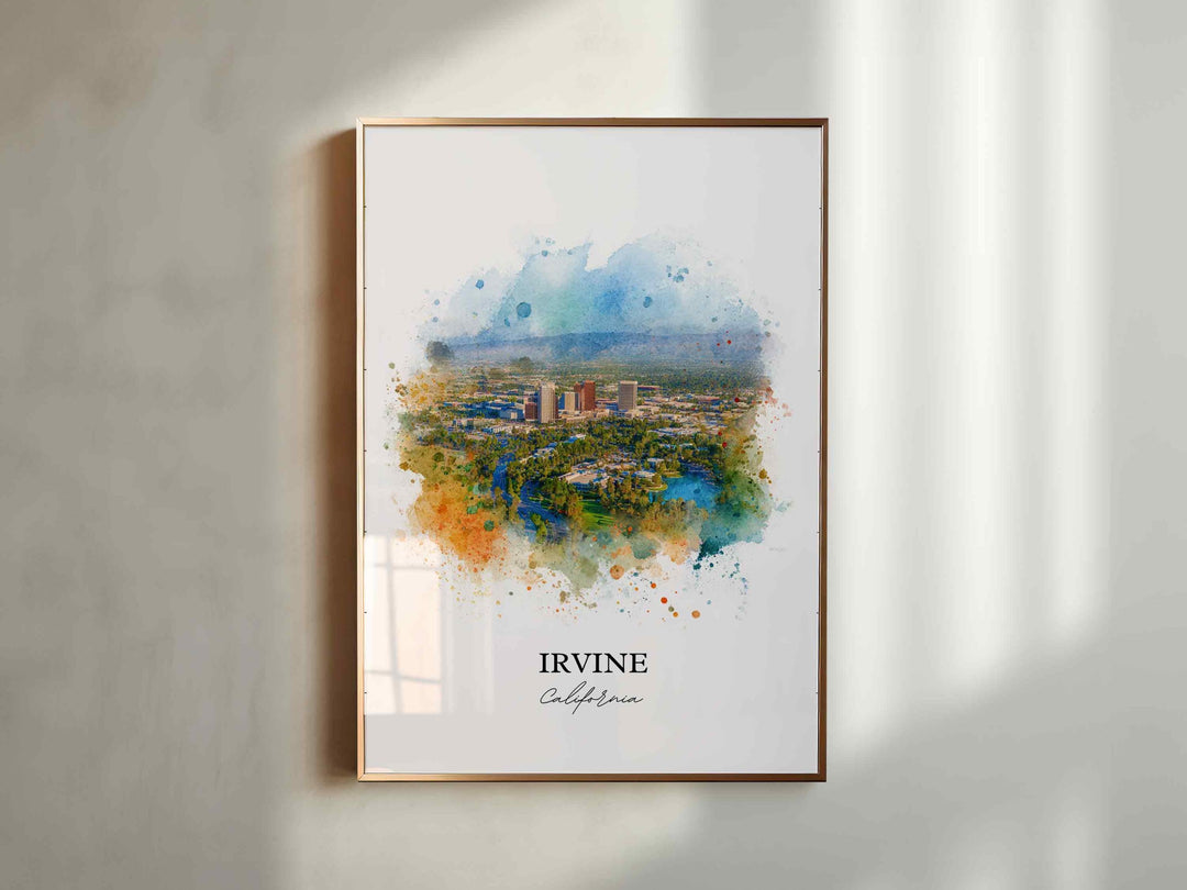 Irvine CA Wall Art, Irvine California Print, Orange County Watercolor, Orange County Gift, Travel Print, Travel Poster, Housewarming Gift