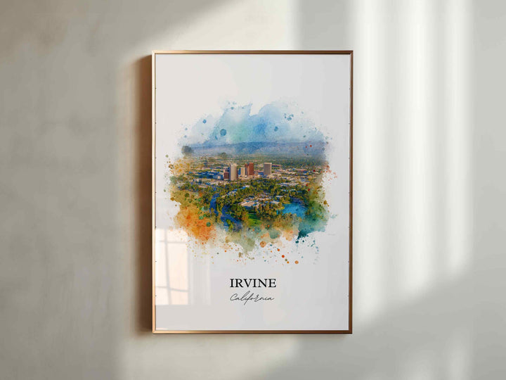 Irvine CA Wall Art, Irvine California Print, Orange County Watercolor, Orange County Gift, Travel Print, Travel Poster, Housewarming Gift