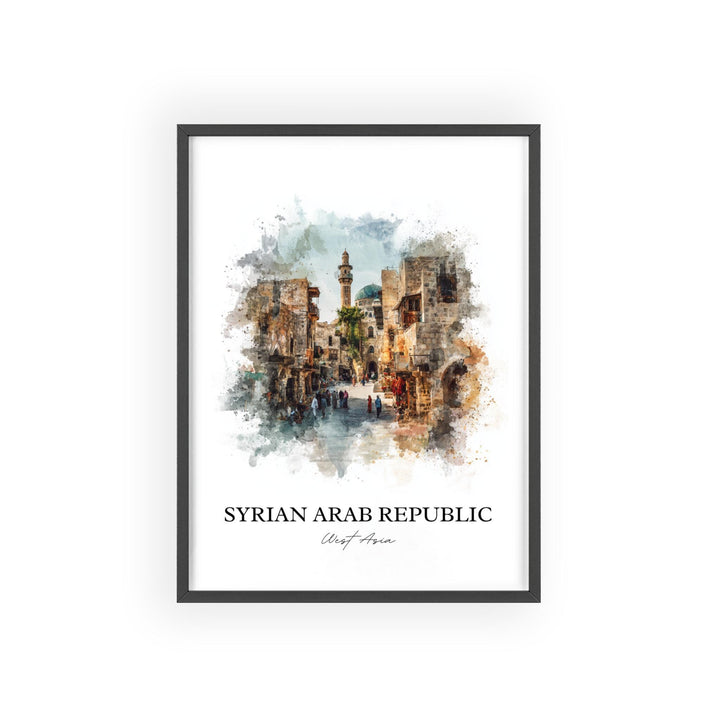Syria Wall Art, Syria Print, Syria Watercolor Art, Syria Country Gift, Travel Print, Travel Poster, Housewarming Gift