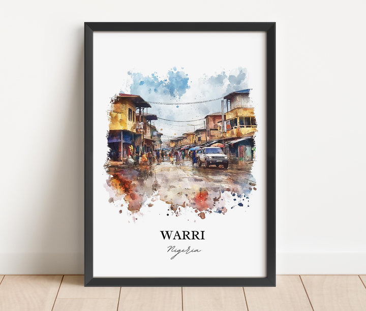 Warri Nigeria Wall Art, Nigeria Africa Print, Nigeria Watercolor Art, Warri Nigeria Gift, Travel Print, Travel Poster, Housewarming Gift