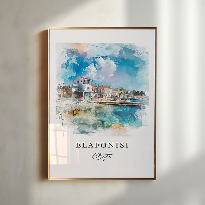 Elafonisi Greece wall art - Crete Greece, Elafonisi print, Elafonisi Wedding gift, Crete Birthday present, Custom Text, Perfect Gift