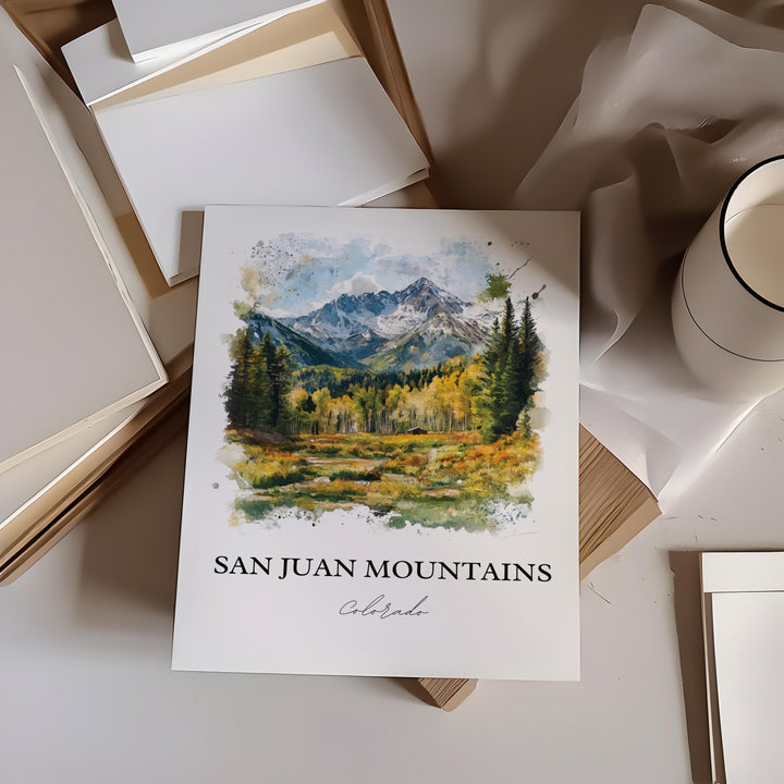 San Juan Mountains Art, Crystal Peak Print, Colorado Watercolor Art, San Juan Mountains Gift, Travel Print, Travel Poster, Housewarming Gift
