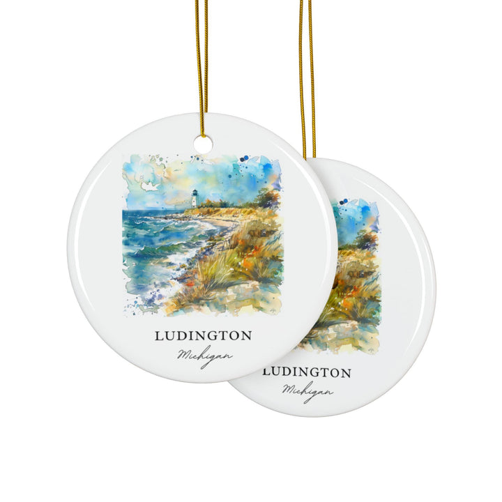 Ludington MI Ornament: Unique Ludington Souvenir, Ludington MI Xmas Decor, and Authentic Michigan Gift